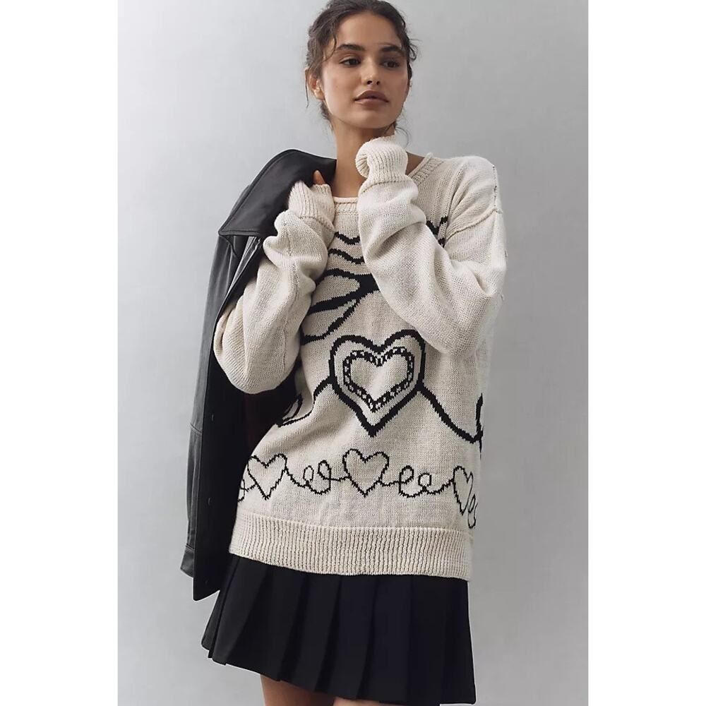 Mandinga Kappa Wool Blend Heart Graphic Sweater Size S